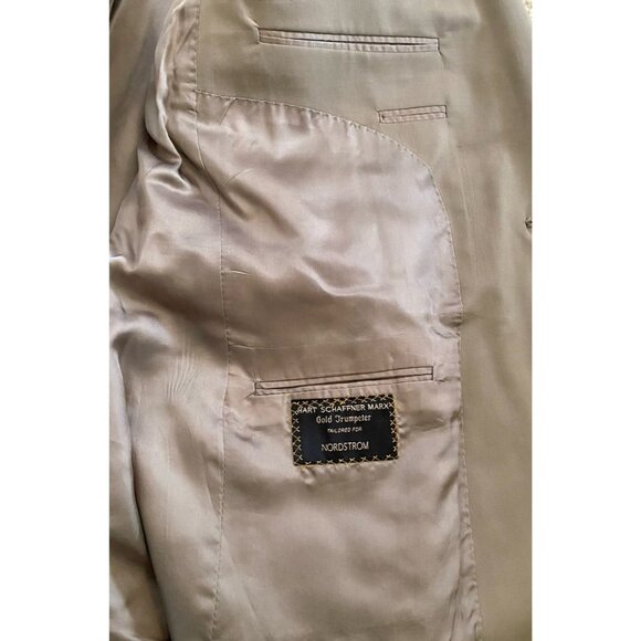 Hart Schaffner Marx 44L 38x29 Beige Plaid Gold Trumpeter Mens Jacket Pants Suit - Picture 10 of 13